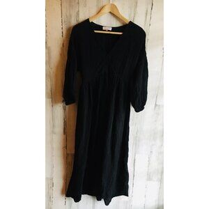 NWOT Michael Stars Gauze Midi Dress S Black Balloon Sleeve Boho